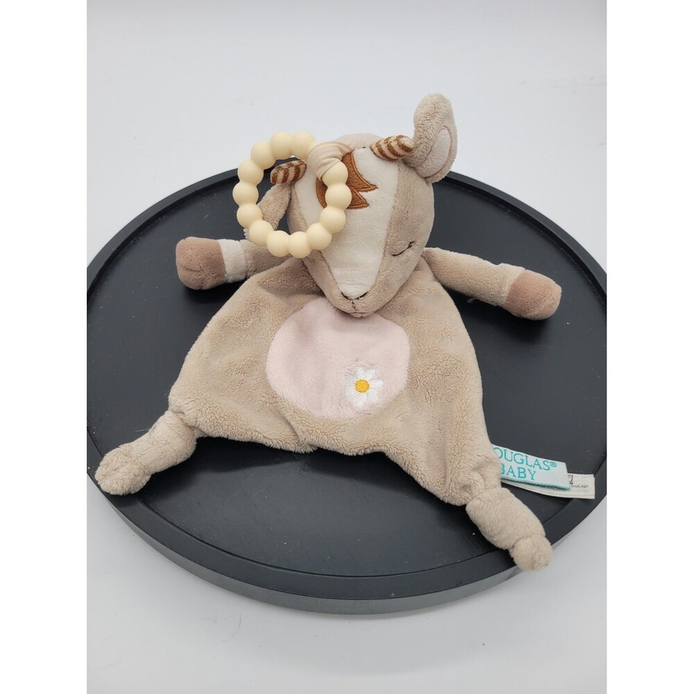 Douglas Baby Lil Daisy Goat  Lovey Security Blanket Tan Plush  Teether Toy 10"